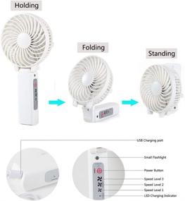 img 2 attached to 💨 LOYOKI Rechargeable USB Mini Fan - Portable Handheld Fan with Flashlight, Foldable Table Desktop Fan for Home, Office, and Outdoors