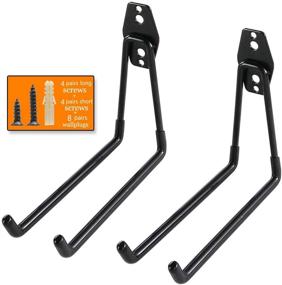 img 4 attached to 🔧 Heavy Duty Garage Storage Utility Hooks for Ladders &amp; Tools - Wall Mount Garage Hanger &amp; Organizer | Tool Holder U Hook with Non-Slip Coating (2 Pack - Black)