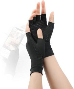 img 4 attached to 🧤 Medium Black Tikaton Arthritis Compression Gloves for Women and Men - Fingerless Support Gloves for Carpal Tunnel Pain Relief and Hand Support