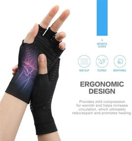 img 3 attached to 🧤 Medium Black Tikaton Arthritis Compression Gloves for Women and Men - Fingerless Support Gloves for Carpal Tunnel Pain Relief and Hand Support