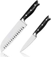 🔪 комплект кухонных ножей высокого качества wellstar, 7-дюймовый santoku и нож для очистки - полное добротное набор острых ножей для точного нарезания, нарезки и измельчения - нержавеющая сталь 2-х предметный набор ножей в упаковке подарочной коробки. логотип