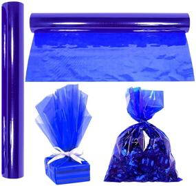 img 2 attached to 🎁 Anapoliz Royal Blue Cellophane Wrap Roll - 100' Ft x 16" Wide x 2.3 Mil Thick | Transparent Gift, Basket, and Treat Wrapping Paper | Colorful Cello Décor and Decorations