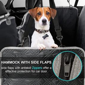 img 3 attached to 🐶 Premium Dog Car Seat Cover with Anti Slip and Waterproof Features - Complete Back Seat Protection for Dogs Including Hammock, Storage Pocket & Safety Belt