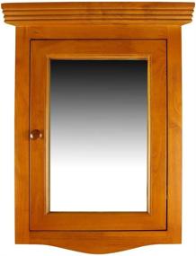 img 4 attached to Golden Oak Hardwood Wall Mounted Corner Bathroom Medicine Cabinet with Mirror, Pre-Assembled, Middle Shelf, Mounting Hardware - Renovator's Supply