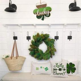 img 2 attached to 🍀 AENEY St Patricks Day Pillow Covers 18x18 Set of 4 - Green Buffalo Check Clover Lucky Decor for Home – St Patricks Day Throw Pillows with Decorative Cushion Cases – A294