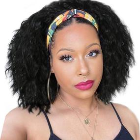 img 3 attached to 💇 Alishow Hair Headband Kinky Straight Wig: Half Black Afro Kinky Straight Hair Wig, Synthetic Heat Resistant Wigs for Black Women (16 Inch, 1B)
