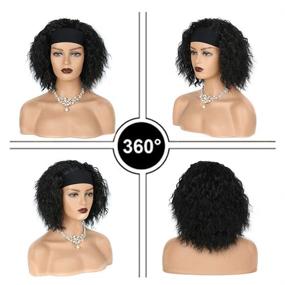 img 2 attached to 💇 Alishow Hair Headband Kinky Straight Wig: Half Black Afro Kinky Straight Hair Wig, Synthetic Heat Resistant Wigs for Black Women (16 Inch, 1B)