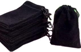 img 2 attached to 🎁 50 Pack HOSL 3x4 Black Velvet Cloth Jewelry Pouch with Drawstring for Necklaces, Bracelets, and Earrings - Ideal for Parties, Gifts, Weddings, and Baby Shows