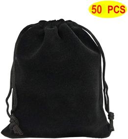 img 1 attached to 🎁 50 Pack HOSL 3x4 Black Velvet Cloth Jewelry Pouch with Drawstring for Necklaces, Bracelets, and Earrings - Ideal for Parties, Gifts, Weddings, and Baby Shows