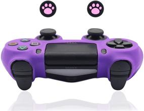img 1 attached to Enhance Gaming Experience with BRHE PS4 Controller Skin: Anti-Slip Silicone Cover Case, Compatible with PS4 Slim/PS4 Pro Controllers, Includes 2 Cat Paw Thumb Grip Caps in Purple