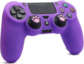 img 2 attached to Enhance Gaming Experience with BRHE PS4 Controller Skin: Anti-Slip Silicone Cover Case, Compatible with PS4 Slim/PS4 Pro Controllers, Includes 2 Cat Paw Thumb Grip Caps in Purple