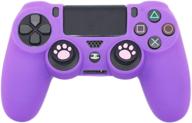 enhance gaming experience with brhe ps4 controller skin: anti-slip silicone cover case, compatible with ps4 slim/ps4 pro controllers, includes 2 cat paw thumb grip caps in purple logo