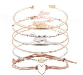 img 4 attached to 💫 XOCARTIGE Assorted Beaded Bracelet Set - Layered, Stackable Wrap Bangle Jewelry: Adjustable & Multiple Options