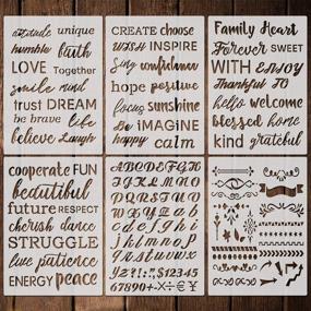 img 4 attached to 🎨 6-Piece Word Stencils for Painting Decor: Inspirational Quote Stencils, 8x11 Inches, Reusable Plastic Templates for Word Art, DIY Projects