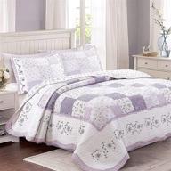 🌸 cozy line home fashions lilac love bedding quilt set - light purple orchid lavender floral real patchwork 100% cotton reversible coverlet for queen size beds - ideal bedspread for girls and women (3 piece set) logo