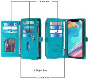 img 2 attached to 📱 MInCYB Case for iPhone 12 Pro Max: 2-in-1 Zipper Wallet Folio Cover with Wristlet Strap in Blue