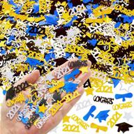 🎉 2021 graduation confetti – 2 oz / 1500 pieces. graduation party supplies in gold, black, silver, and blue – congrats, stars, cap, diploma, and 2021 confetti логотип