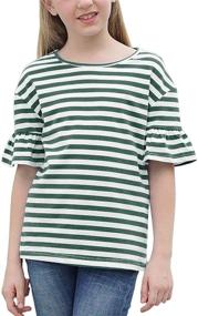 img 4 attached to GORLYA Ruffle Shoulder GOR1080 PinkStripe Girls' Clothing for Tops, Tees & Blouses