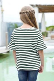 img 3 attached to GORLYA Ruffle Shoulder GOR1080 PinkStripe Girls' Clothing for Tops, Tees & Blouses