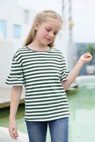 img 1 attached to GORLYA Ruffle Shoulder GOR1080 PinkStripe Girls' Clothing for Tops, Tees & Blouses