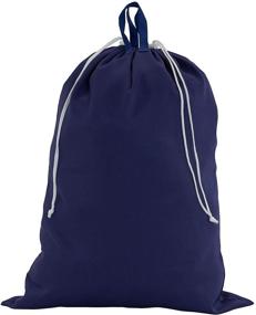 img 3 attached to Set of 2 Large Laundry Bags with Handles and Drawstring in Blue and Beige - Household Essentials/2 Pack