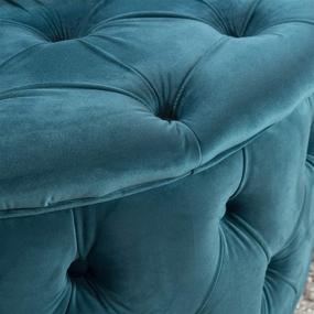 img 1 attached to 👑 Marvelous Maelyn: Teal Velvet Ottoman Fit for Royalty