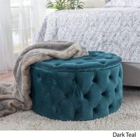 img 2 attached to 👑 Marvelous Maelyn: Teal Velvet Ottoman Fit for Royalty