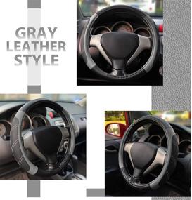 img 4 attached to 🚗 Elantrip Large Leather Steering Wheel Cover: 15 1/2 to 16 inch Soft Grip, Breathable, Anti Slip - Black and Gray for Car, Truck, SUV, Jeep