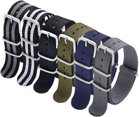 img 4 attached to 🎖️ Carty Military Nylon Strap 6-Pack: Durable Watch Band Replacements for Men and Women - 18mm, 20mm, and 22mm Sizes
