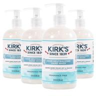 🧼 kirk's odor-neutralizing unscented natural hand soap - castile liquid soap pump bottle, moisturizing & hydrating kitchen hand wash, 12 fl oz. bottle, 4-pack logo