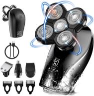 silver head shaver - electric razor for the perfect bald look, wet & dry shave, 5d floating smooth shaving experience for bald men, cordless rechargeable & anti-pinch shaver- led display logo