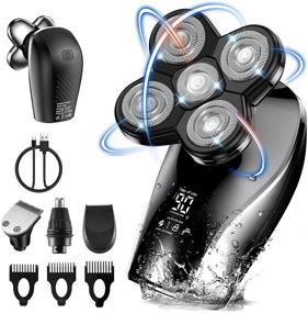 img 4 attached to Silver Head Shaver - Electric Razor for the Perfect Bald Look, Wet & Dry Shave, 5D Floating Smooth Shaving Experience for Bald Men, Cordless Rechargeable & Anti-Pinch Shaver- LED Display