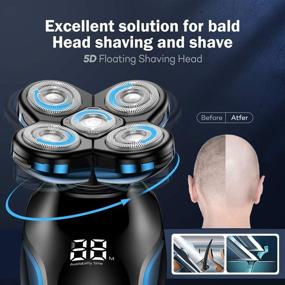 img 2 attached to Silver Head Shaver - Electric Razor for the Perfect Bald Look, Wet & Dry Shave, 5D Floating Smooth Shaving Experience for Bald Men, Cordless Rechargeable & Anti-Pinch Shaver- LED Display