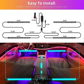 img 1 attached to 🚗 WOHOOH Внутренние автомобильные огни: Дизайн с двумя линиями, RGB LED набор полос, синхронизация с музыкой и режим DIY - управление через приложение, в комплекте пульт дистанционного управления, DC 12V.