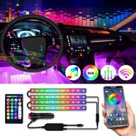 🚗 wohooh interior car lights: 2-line design, rgb led strip kit with music sync & diy mode - app control, remote controller included, dc 12v logo