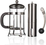 ☕ ultimate coffee brewing set: adjustable manual coffee grinder, french press maker, & heat resistant filter pot logo