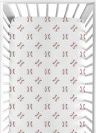 🏀 red and white baseball patch sports collection baby/toddler fitted crib sheet by sweet jojo designs logo