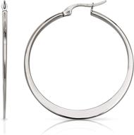 👑 premium stainless steel hoop earrings - 1.5 inch diameter for timeless style logo