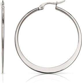 img 1 attached to 👑 Premium Stainless Steel Hoop Earrings - 1.5 Inch Diameter for Timeless Style