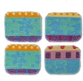 img 2 attached to 🌱 Natural Organic Cotton Reusable Dish Scrubber Set - Non-Scratch Scouring Pads & Scrubbing Cloths for Kitchen, Bathroom & Household Cleaning (4-Pack)