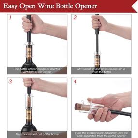 img 1 attached to 🍷 Wine Air Pressure Pump Bottle Opener with Foil Cutter - Easy Cork Removal Tool for Wine Lovers