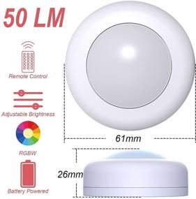 img 3 attached to 🔦 HFCDL LED Puck Lights with Remote Control, Wireless RGBW Color Changing Closet Battery Light, 50lm - 6-Pack