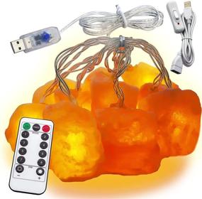 img 4 attached to 🔮 Himalayan Rock Salt Crystal Lamp with Dimmable Function, Himalayan String Light with Remote Control for Christmas and Festivals, Pink Salt Rock Lamp with Extension Cord - USB Compatible