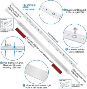 img 3 attached to 🔌 Litever Extra 12 Inches Rigid LED Light Strips with Male-Female Connectors – 12VDC, 2.2W, Daylight White 5000K – Ideal Add-on for Litever LL-024 Under Cabinet Lighting Kit (2-Pack-5000K)