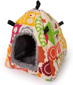 img 1 attached to 🐦 Bird Plush Hammock Parrot Hanging Snuggle Cave Happy Hut Tent for Small Birds and Rodents - Parakeet, Cockatiel, Conure, Lovebird, Budgie, Hamster, Gerbil, Rat, Chinchilla, Squirrel - Cage-friendly