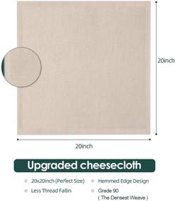 img 2 attached to 🧀 6 Pack of Ultra Fine 20x20 Inch Hemmed Cheesecloth - 100% Unbleached Cotton Muslin Cloth for Straining, Cooking, Baking at Home - Reusable Fabric