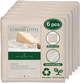 img 4 attached to 🧀 6 Pack of Ultra Fine 20x20 Inch Hemmed Cheesecloth - 100% Unbleached Cotton Muslin Cloth for Straining, Cooking, Baking at Home - Reusable Fabric