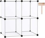 📚 c&ahome 4-cube closet storage, diy modular book shelf, bedroom & living room organizer, office shelving unit, 24.8"l x 12.4"w x 24.8"h translucent white logo