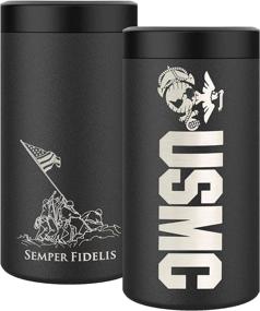 img 3 attached to 🎖️ Marine Corps Insulated Can Cooler 4-in-1 - Stainless Steel Double-Walled Slim/Skinny Can Insulator, Fits 12 Oz Beer Bottles & Mixed Drinks - Ideal Gifts for Marines