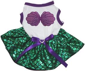 img 2 attached to Purple Shell White Shirt Green Mermaid Tutu Dress for Petitebella Puppy Dogs